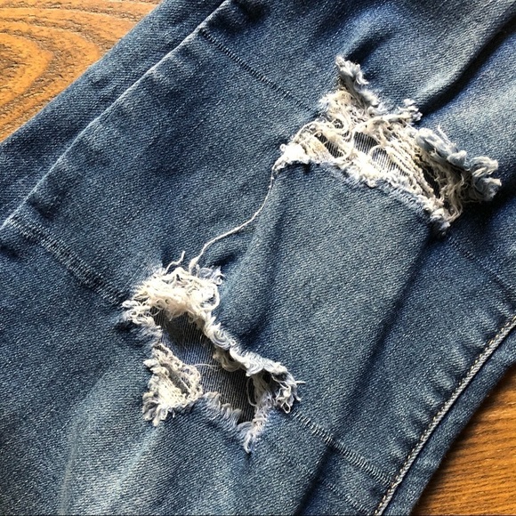 🎄 Wax jeans medium wash size 9 skinny  distressed - Picture 4 of 14